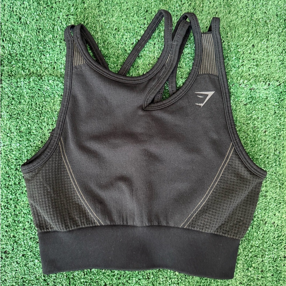 Gymshark Black Sports Bra with Racerback Design